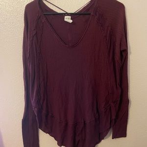 free people long sleeve - maroon xs